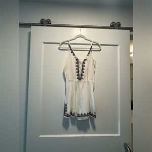 Black and white embroidered Romper